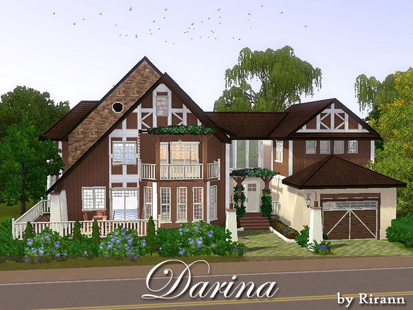 Sims 3 — Darina by Rirann — 2 stories house with two-car garage, a pool and an attic. Includes: a living room, a kitchen,