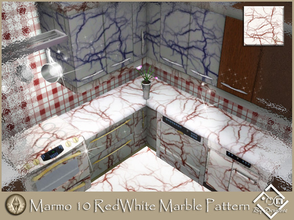Sims 3 — Marmo 10 RedWhite by Devirose — by Devirose, created using EA's 'Create a Pattern'.'-No need Expansion