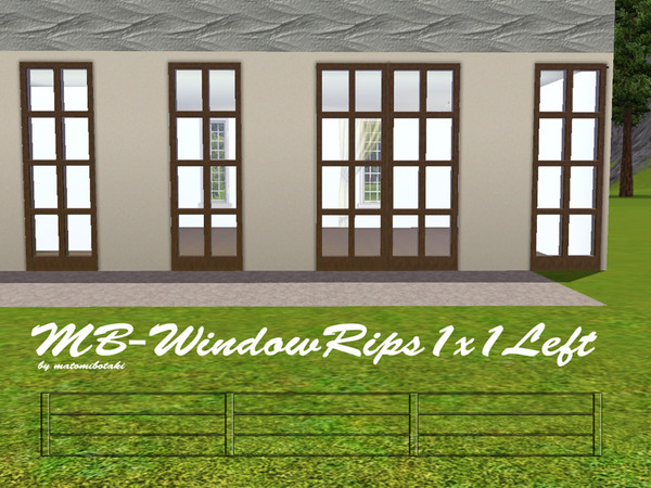 Sims 3 — MB-WindowRips1x1Left by matomibotaki — MB-WindowRips1x1Left, wall high add on window mesh, fits the
