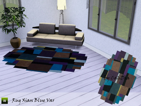 Sims 3 — Rug Xian Blue Var by CaliDea — Rug Xian Blue Var by CaliDea TSR