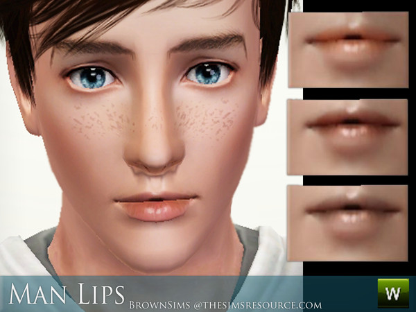 Sims 3 — Moist Lips for Men by Brown_Sims — FOR MEN ONLY! soft moisturizing lipstick with 3 colorable part...