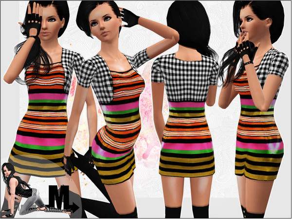 Sims 3 — Breath by miraminkova — Short, figure-fit dress in stretch fabric with cute short vest. Partly recolorable (vest