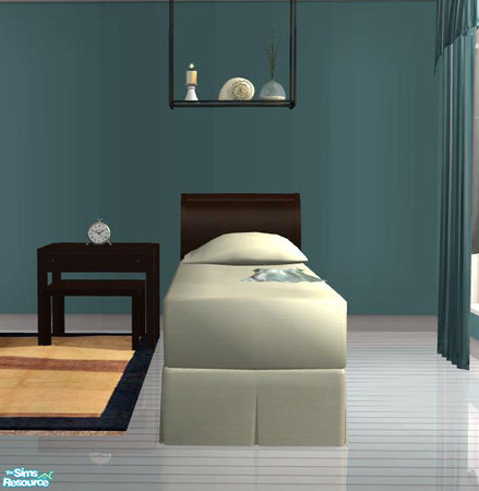 Sims 2 — PB Singlebedroom - Recolor Singlebed BlackwoodnCream by ShinoKCR — 