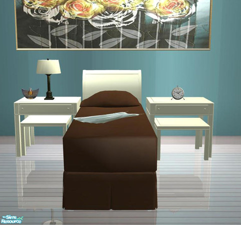 Sims 2 — PB Single Bedroom Recolor Cream - Single Bed CreamnChocolate by ShinoKCR — 