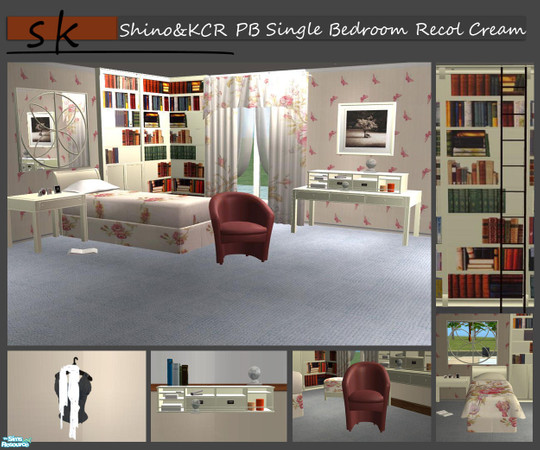 Sims 2 — PB Single Bedroom Recolor Cream by ShinoKCR — Matching Recolors for the PB Serie in cream