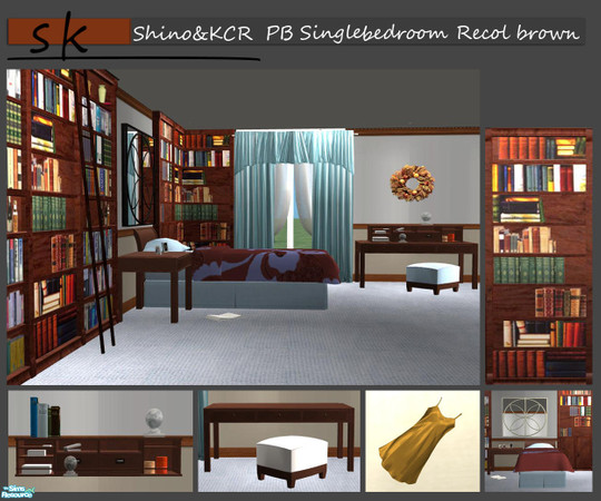 Sims 2 — PB Singlebedroom Recolor brown  by ShinoKCR — Matching brown recolors for the PB Serie