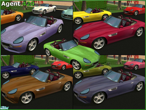 Sims 2 — A420 Mixed BMW Z8 Paint Job Set by Agent420 — A set of 14 awesome mixed Paint Jobs for the BMW Z8! 6 Regular