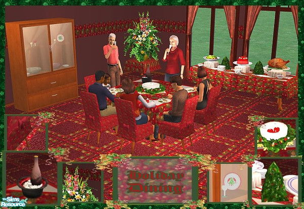 Sims 2 — Holiday Dining by SaeraMaples — Enjoy your family celebrations with this roomy dining set this holiday.