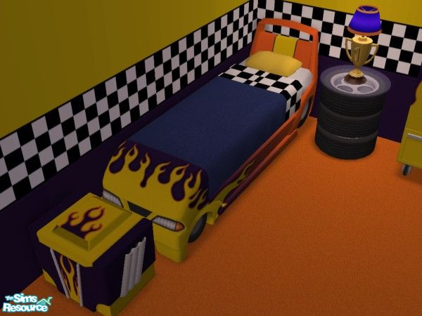 Sims 2 — Racing Bedding! - Blue and Yellow by bethbrit — Bedding that goes with the racing bedroom set from Seasons.