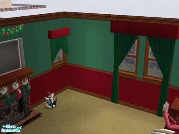Sims 2 — Winters Eve - Gil Shalos Wintersevecurtains by gil_shalos — Curtains in Green with pelmet in red Recolour of the