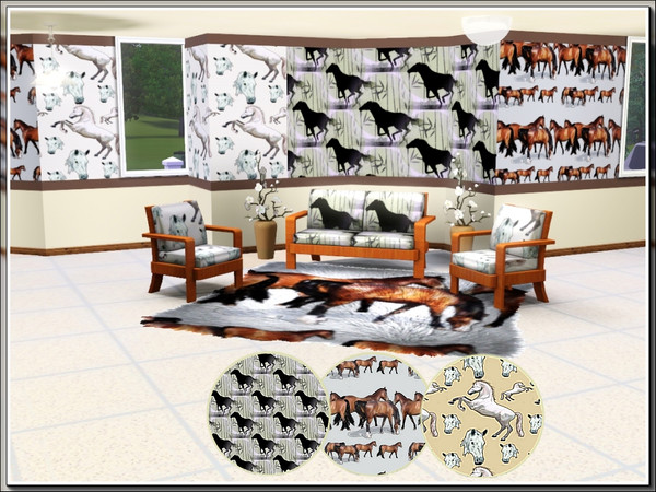 Sims 3 — marcorse_the horse pattern set by marcorse — Three patterns with a horse as the main element.
