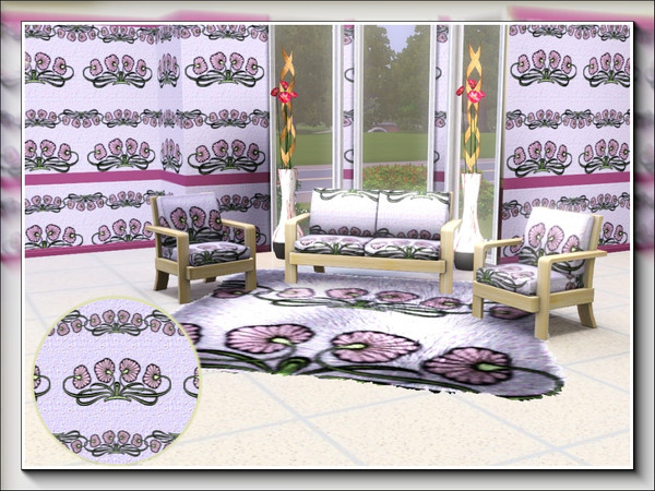 Sims 3 — marcorse_lilypads pattern by marcorse — A horizontally striped pattern featuring stylised lilypads on a lightly