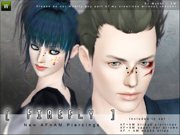 Sims 3 — [ Firefly ] - 3 New AF+AM Piercings by Screaming_Mustard — Hi guys, here's a new set of accessories for your