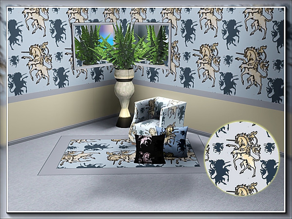 Sims 3 — marcorse_unicorn rampant pattern by marcorse — A bold, proud unicorn rampant, randomly repeated.