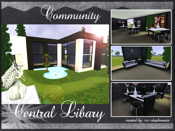 Sims 3 — Central Libary by xx-stephanniie2 — A modern Library. Created by: xx-Stephanniie