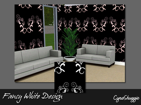 Sims 3 — Fancy White Design v1 by cynashuggie2 — This Fancy White design is great for your Master Bedroom wall. Even for