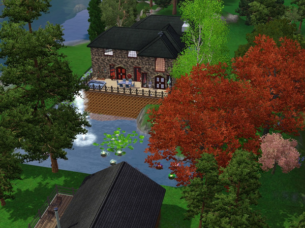Sims 3 — 203 Marble Street by Silerna — A very cozy house surrounded by a lake.Very big livingroom and kitchen plus