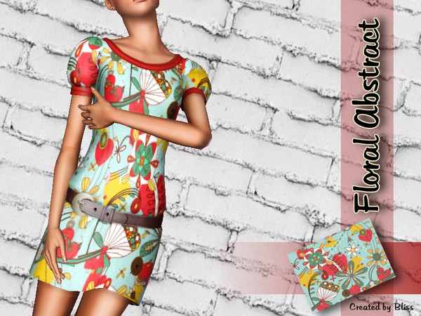 Sims 3 — Floral Abstract by Blissinator2 — Bright Colored Floral Abstract Pattern