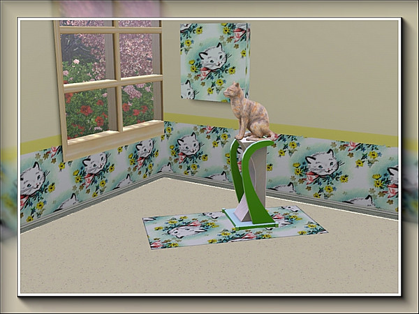 Sims 3 — marcorse_happy kitty pattern by marcorse — A sweet little pussycat face surrounded by ribbon-bowed flowers in a