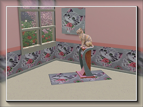 Sims 3 — marcorse_pretty kitty pattern by marcorse — Another pretty kitten face showing off the pink rose and ribbon bow