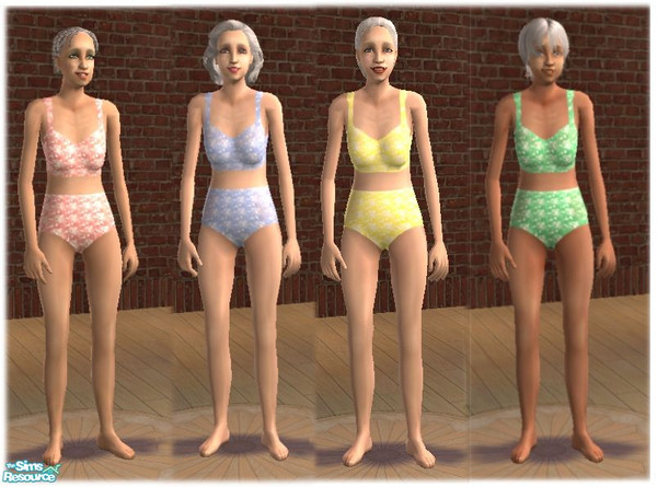 Sims 2 — Dreams by elainearora —  A beautiful set of pastel patterned lingerie in 4 colours. The lycra provides a