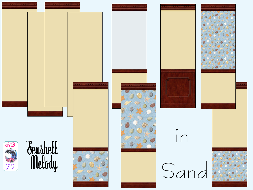 Sims 2 — SeashellMelody HB75 SandPAINTS by hiedibear75 — Seashell Melody by hiedibear75. A large set of walls &