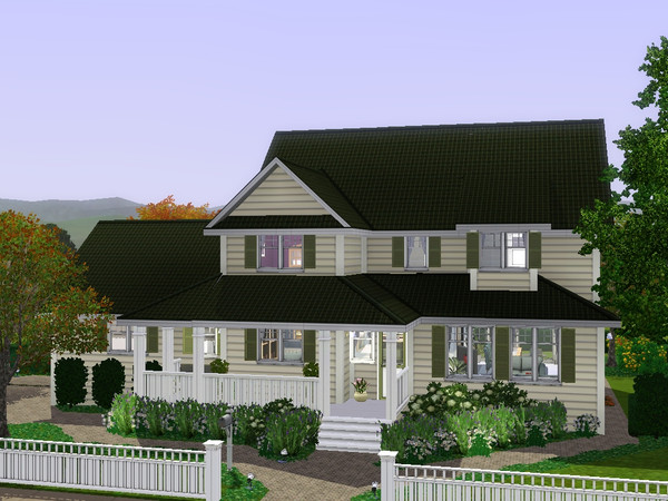 Sims 3 — Prue by dorienski — A traditional American family home with open-plan living, dining and kitchen area, a study,