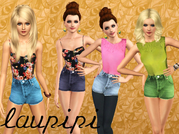 Sims 3 — LP Mini Shorts Outfit by laupipi2 — LP Mini Shorts Outfit set with 2 styles