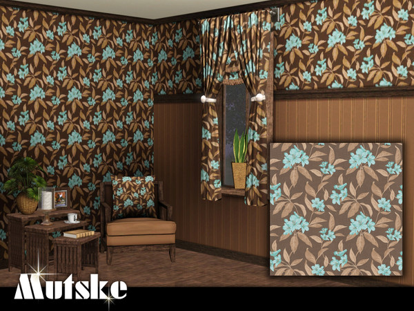 Sims 3 — Mutske Floral 1204 small by Mutske — Floral Pattern. 1 Recolorable pallet. Made by Mutske@TSR. TSRAA.