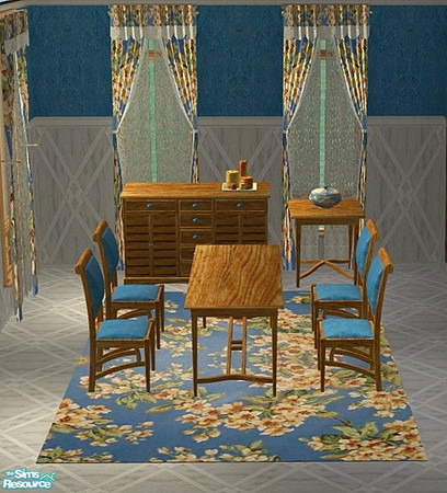 Sims 2 — Louisiana Dining Room - Summer Meadow by Riverwillows — Lovely recolor of Caravan Sims Louisiana Dining Room, in