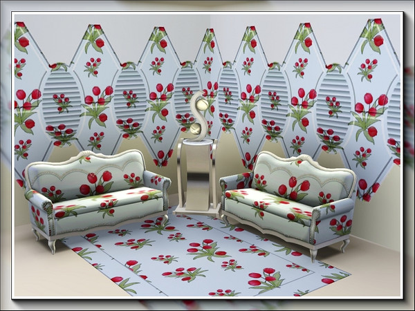 Sims 3 — marcorse_tulip scatter pattern by marcorse — A scatter repeat pattern of pink tulips and foliage.