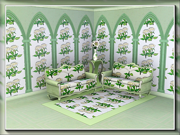 Sims 3 — marcorse_rose duet pattern by marcorse — Pairs of white roses - not much more than buds - in a random repeat,
