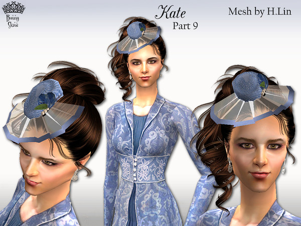 Sims 2 — Kate Part 9: Jane Corbett Hat by BunnyTSR — Inspired by the cute pale blue straw fascinator hat by Jane Corbett