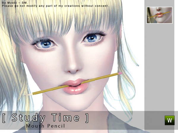 Sims 3 — [ Study Time ] - Lip Pencil by Screaming_Mustard — A cute pencil to hold in the lips, perfect for photo taking