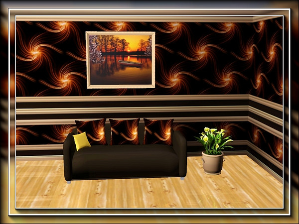Sims 3 — marcorse_fiery pinwheel pattern by marcorse — Pinwheel shapes in gold on a black background.