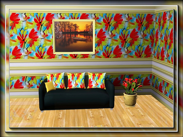 Sims 3 — marcorse_impressionism pattern by marcorse — This floral Fabric pattern is daubed with flowers in red and yellow