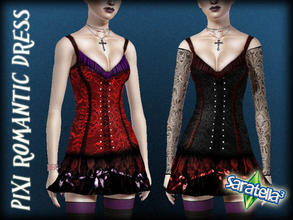 Sims 3 — Pixi Romantic Dress by saratella — a dress inspired by the goth style embroidered bodice and skirt flouncy