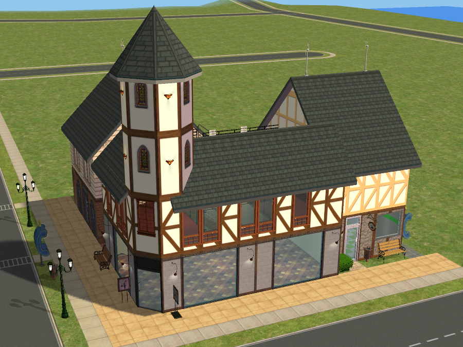 Sims 2 — Victorian Shops by Silly_BillyM412 — A 2-story clothing store featuring H&M style. Plus a small grocery