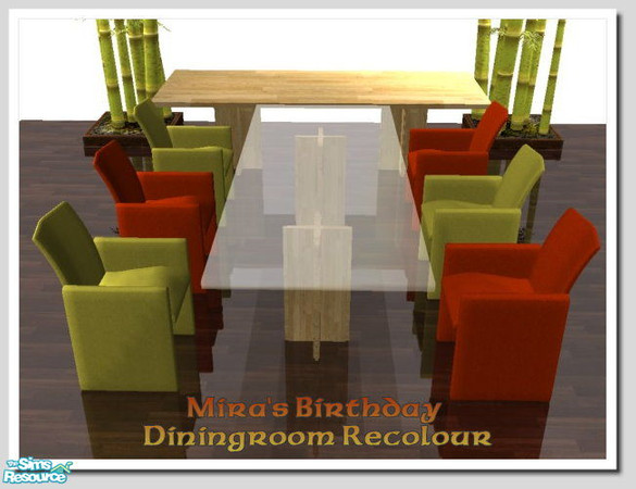 Sims 2 — Mira\'s Birthday Diningroom Recolour by mky1374 — 3 new colours for this great Set.