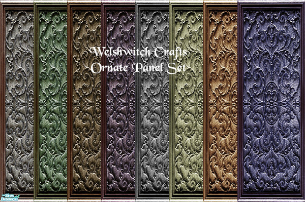 Sims 2 — Ornate Panel Set by WelshWitch — Beautiful wood panels with ornate metalwork, suitable for any sim home, castle