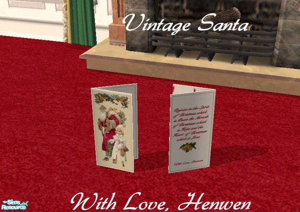 Sims 2 — Christmas Vintage Santa by Henwen — A card for your Sims for their Holiday. There is a message on the back.