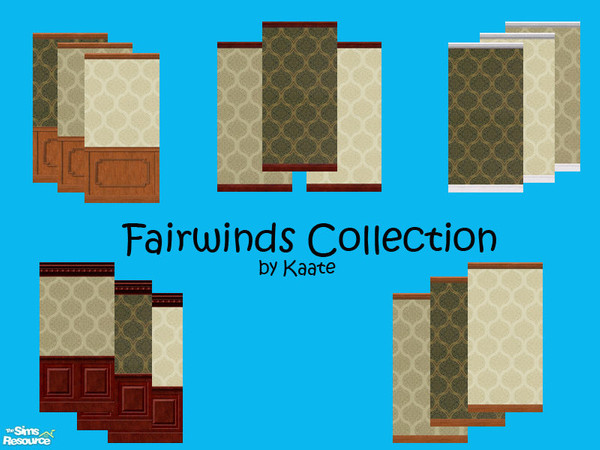 Sims 2 — Fairwinds Collection by kaate — A set of scholarly wallpapers, ideal for the study, den or formal dining!