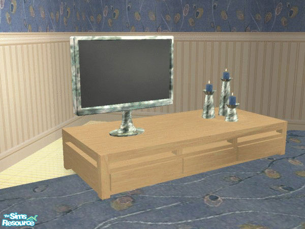 Sims 2 — Encounter Matching Living Room - TV Table by SimanthaRat — great table to hold the TV, or use as an option for