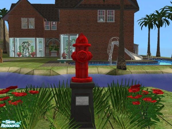 Sims 2 — Red Fire Hydrant by Vampire Seductress — Fire Hydrant in red and Black!