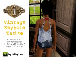 Sims 3 — Vintage Lock Tattoo by Alley Lee by alleylee2 — A detailed vintage lock tattoo for appreciators of retro/vintage