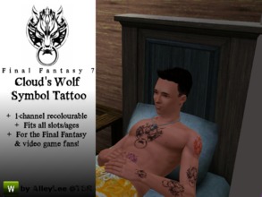 Sims 3 — FFVII Cloud's Wolf Symbol Tattoo by AlleyLee by alleylee2 — The wolf symbol, seen as part of Cloud's