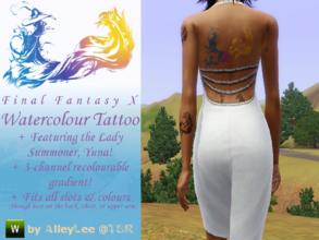 Sims 3 — FFX Watercolour Tattoo by AlleyLee by alleylee2 — A tattoo created from the beautiful, whimsical watercolour