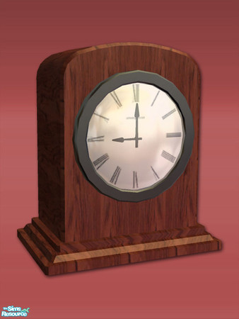 Sims 2 — Wood Mantle Clock - Metal Black by Shakeshaft — Part of a set of 3 working Mantle Clocks in Wood Textures, the