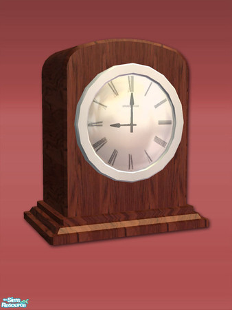 Sims 2 — Wood Mantle Clock - Metal Silver by Shakeshaft — Part of a set of 3 working Mantle Clocks in Wood Textures, the