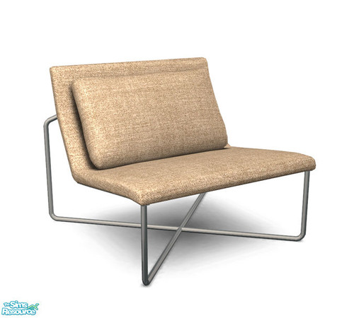 Sims 2 — Firenze Livingroom - Seat by Murano — Fawn fabric seat with metallic frame. 